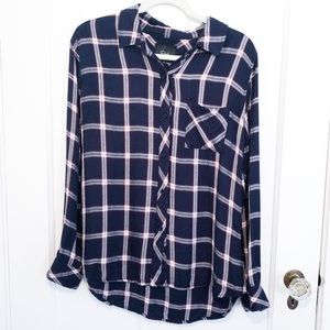 Rails Plaid Navy White Red Flannel Shirt Size M